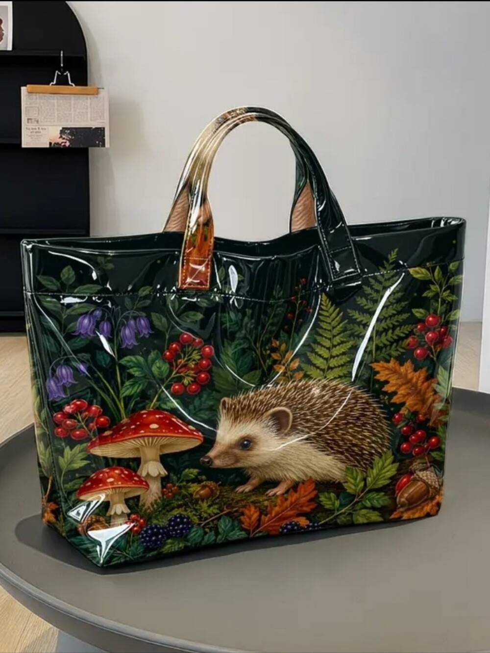 Women PVC Hedgehog Daily Commute Handbag Tote Large
